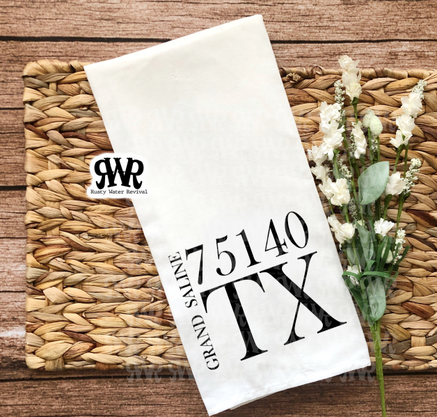 City & Zip Code Subway Style Block Towel