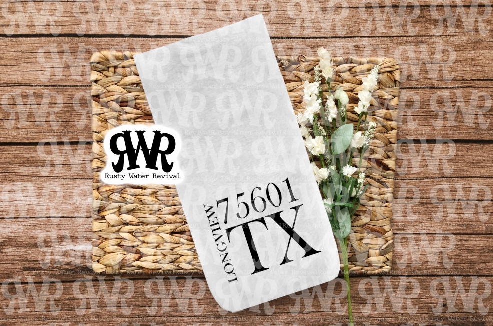 City & Zip Code Subway Style Block Towel