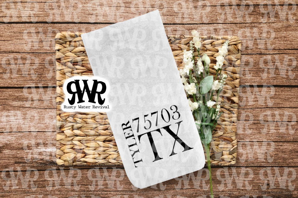 City & Zip Code Subway Style Block Towel