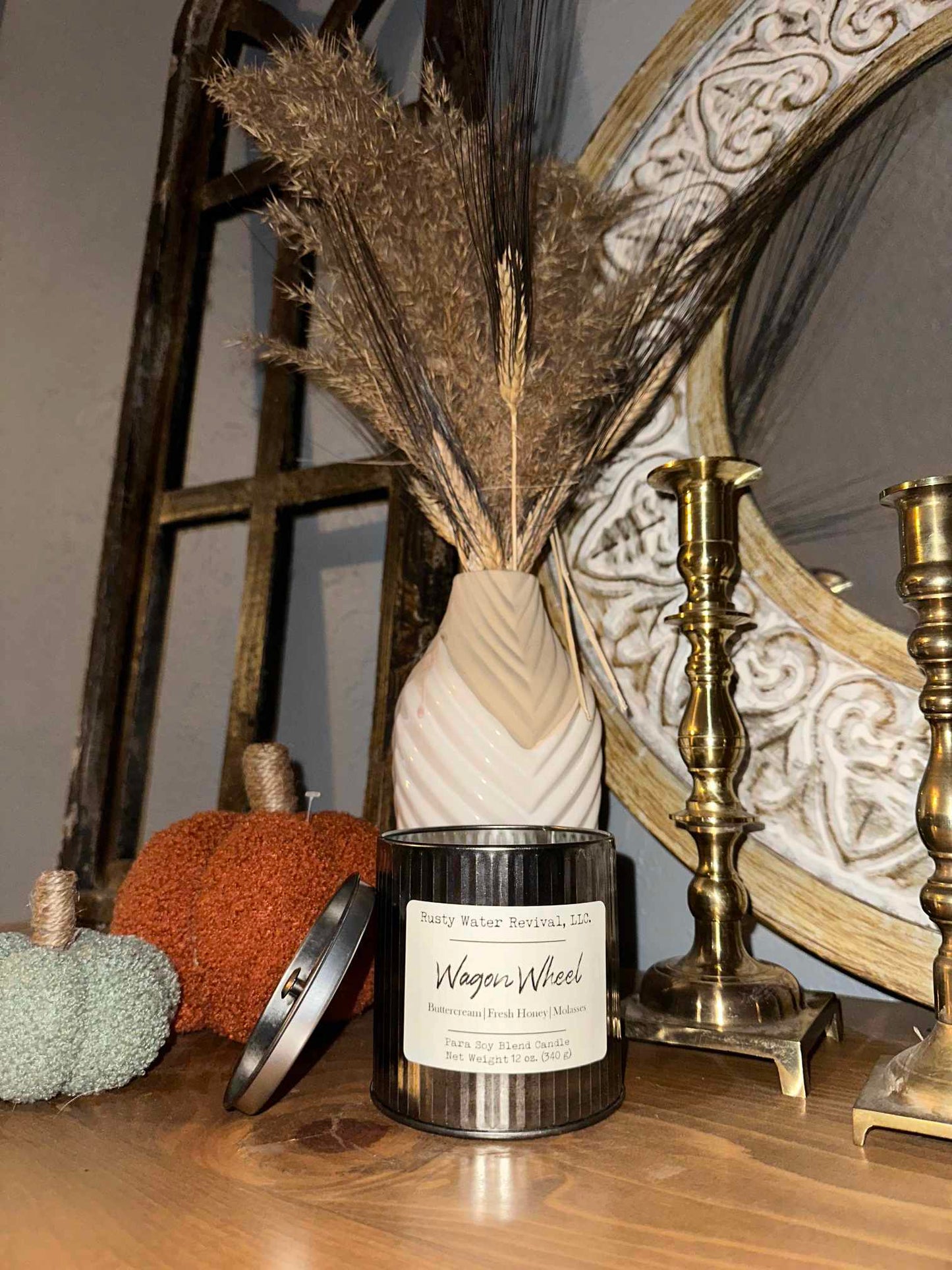 Wagon Wheel Wooden Wick Jar Candle, Wax Melt & Room Spray