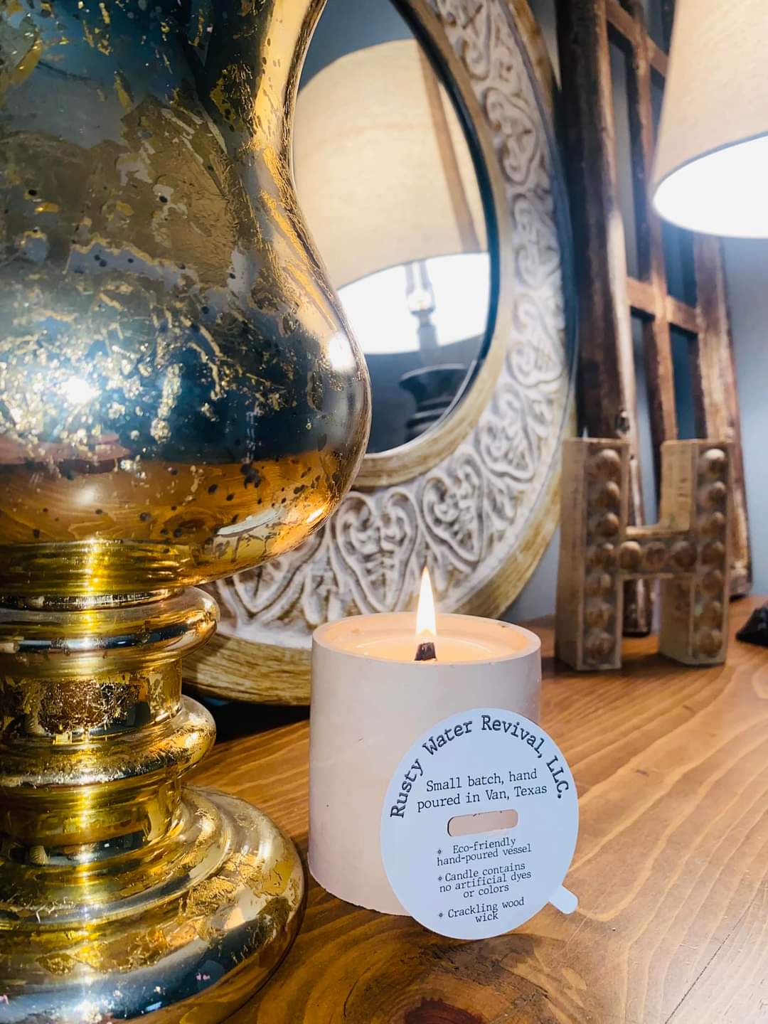 Porch Swing Angel Wooden Wick Jar Candle & Wax Melts Rusty Water