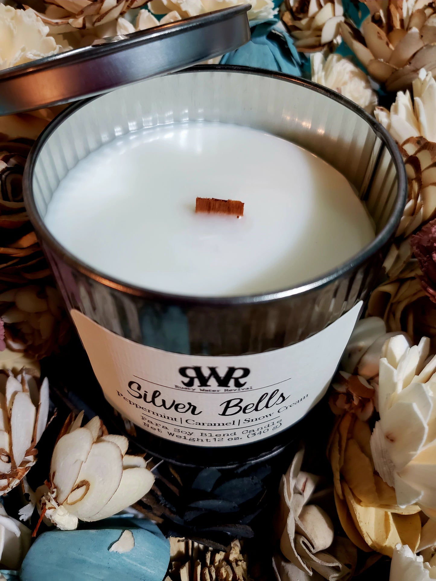 Silver Bells Wooden Wick Jar Candle, Wax Melt & Room Spray