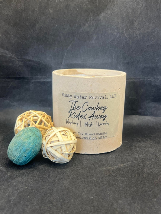 The Cowboy Rides Away Wooden Wick Jar Candle, Wax Melts, Spray & Soap