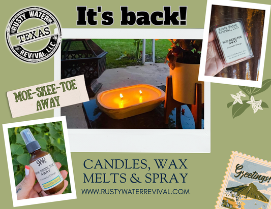 Moe-Skee-Toe Mosquito Repellent dough bowl candle & Spray