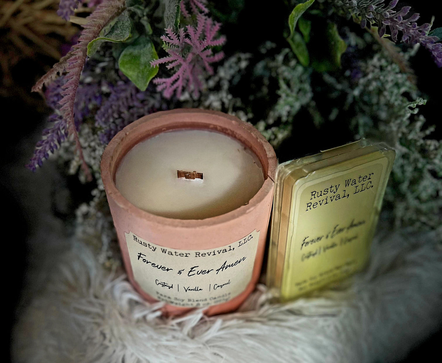 Forever & Ever Amen Wooden Wick Jar Candle & Wax Melts